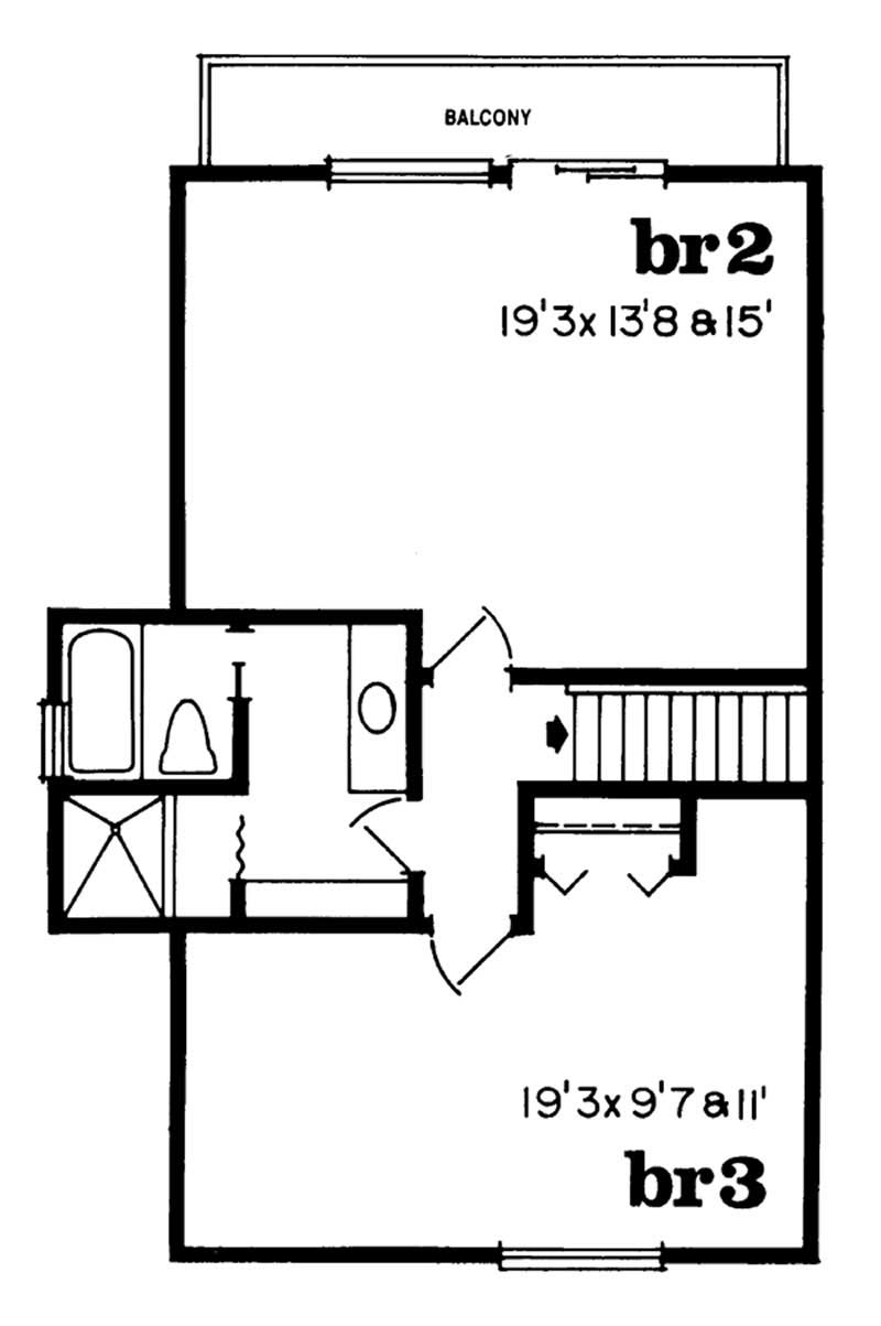 Floor Plan Second Story of Vacation Homes Plan #167-1217