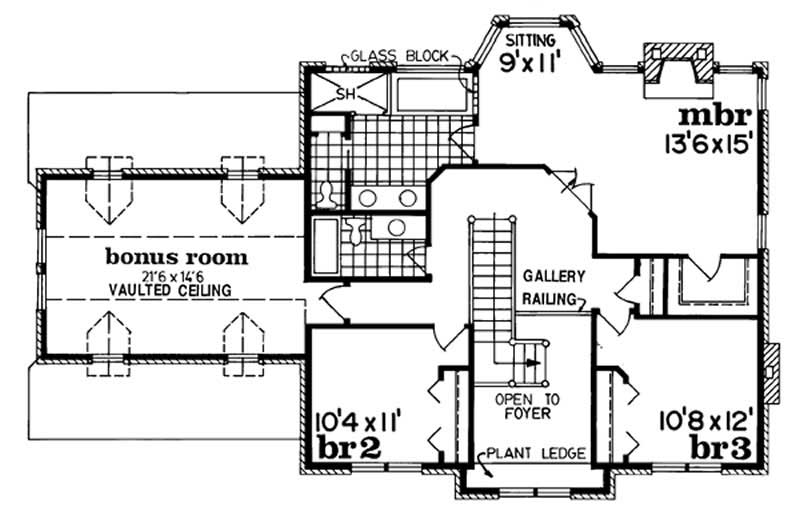 Floor Plan Second Story of Traditional Plan #167-1219