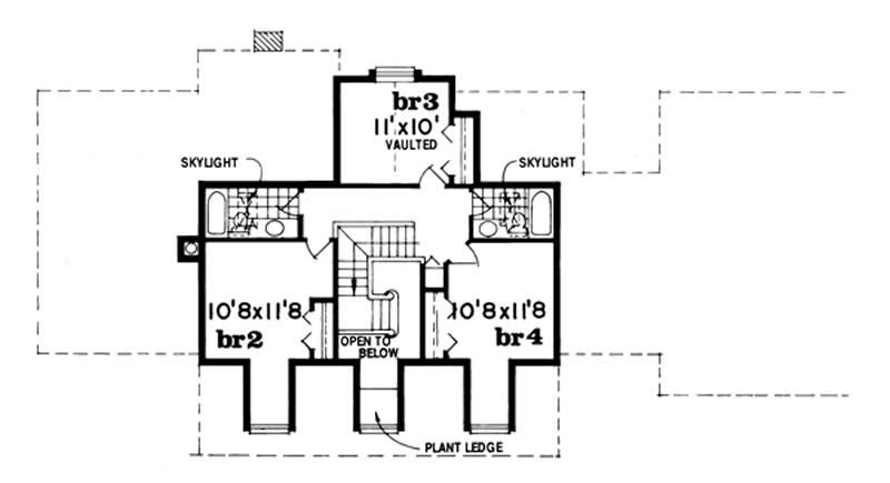 Floor Plan Second Story of Country Plan #167-1220