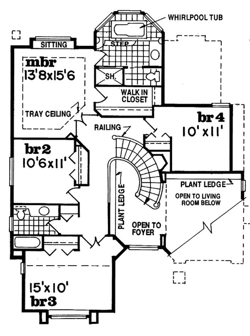 Floor Plan Second Story of Contemporary Plan #167-1221