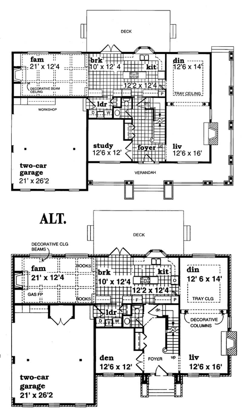 Floor Plan First Story of European Plan #167-1222