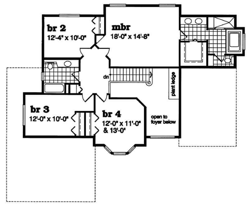 Floor Plan Second Story of European Plan #167-1224