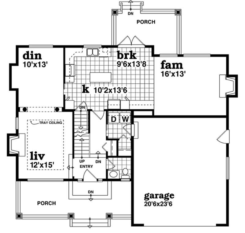 Floor Plan First Story of Craftsman Plan #167-1225