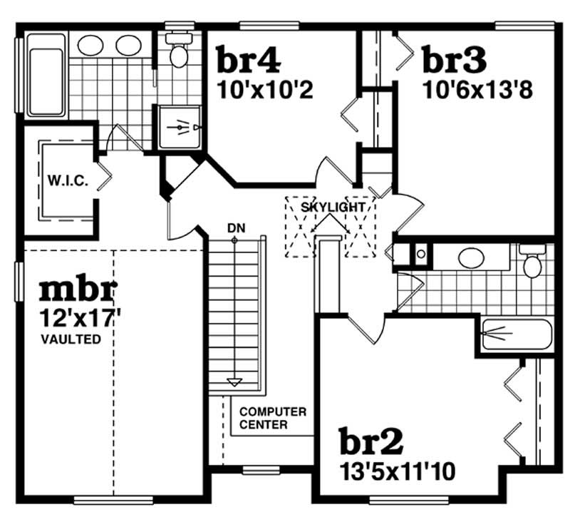Floor Plan Second Story of Craftsman Plan #167-1225