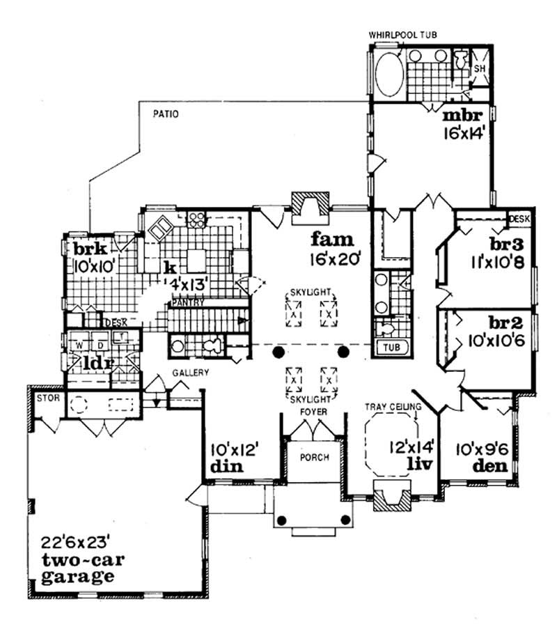 Floor Plan First Story of Ranch Plan #167-1227
