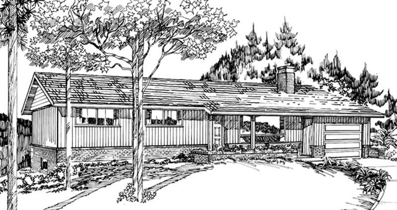 Front View of this 3-Bedroom, 1089 Sq Ft Plan - 167-1228