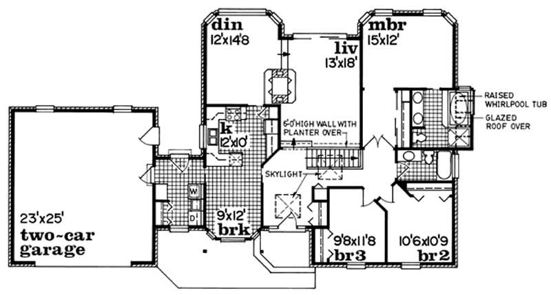 Floor Plan First Story of Ranch Plan #167-1229