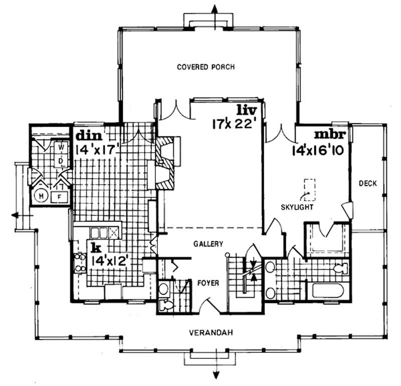 Floor Plan First Story of Country Plan #167-1230