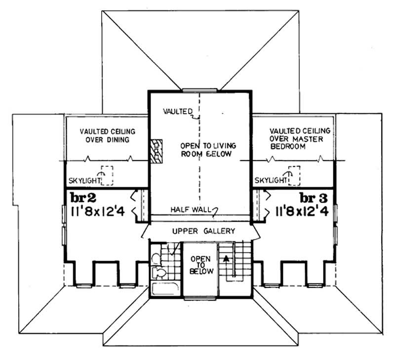 Floor Plan Second Story of Country Plan #167-1230