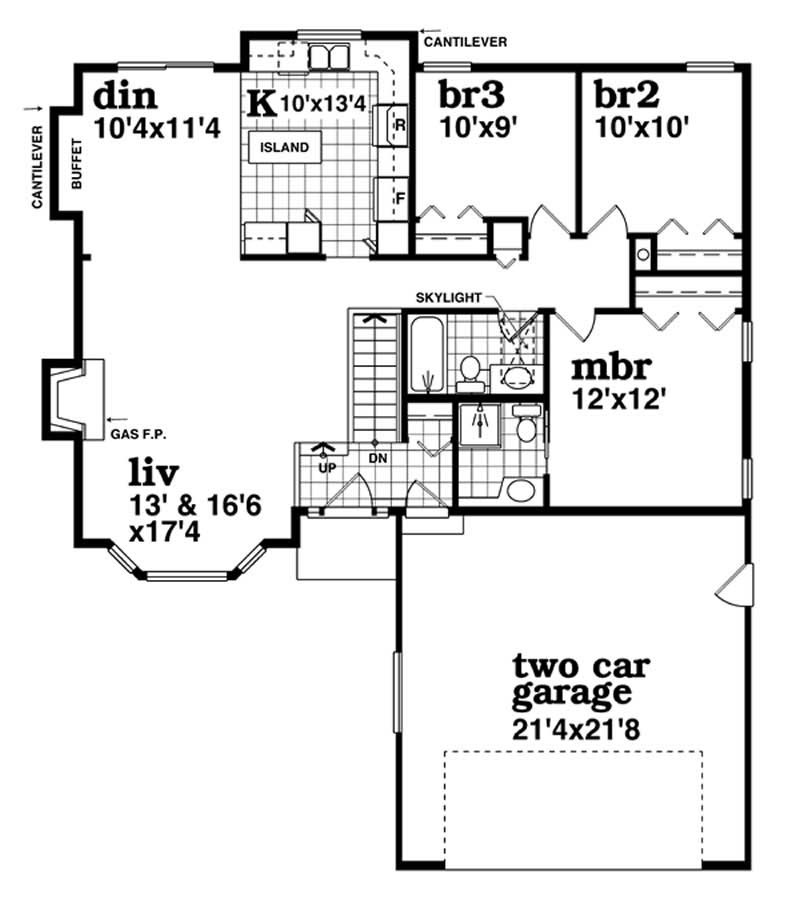 Floor Plan First Story of Ranch Plan #167-1231