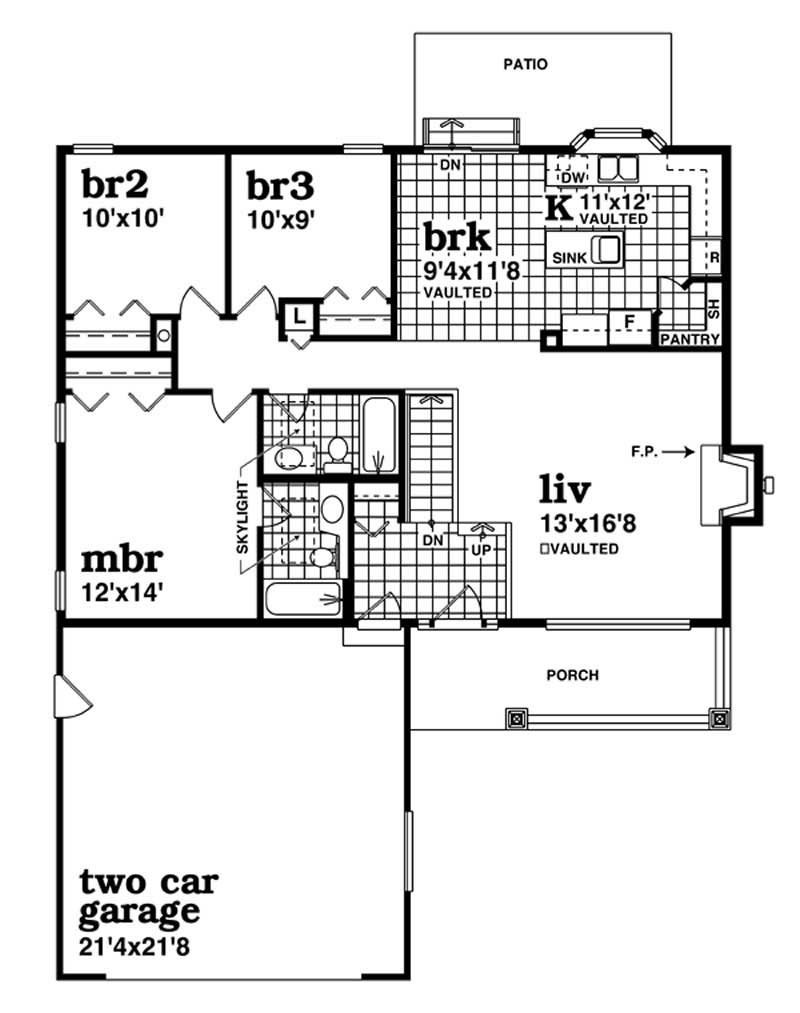 Floor Plan First Story of Country Plan #167-1232