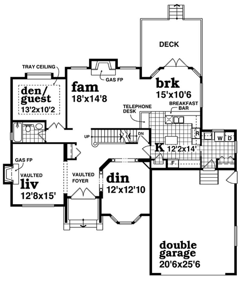 Floor Plan First Story of European Plan #167-1234