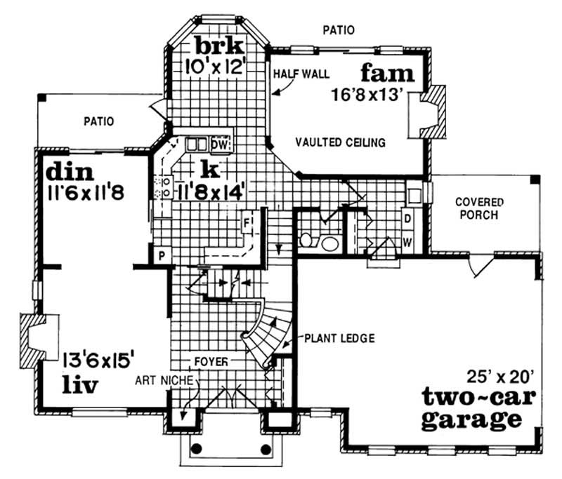 Floor Plan First Story of Colonial Plan #167-1237