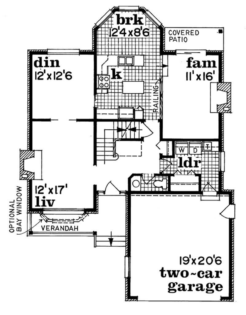 Floor Plan First Story of Country Plan #167-1238