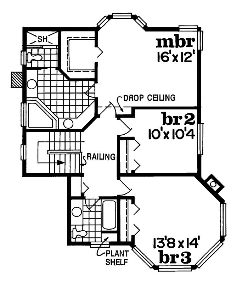 Floor Plan Second Story of Ranch Plan #167-1239