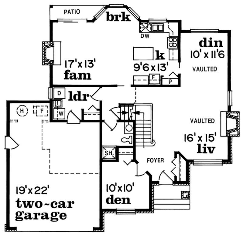 Floor Plan First Story of Country Plan #167-1240