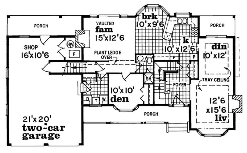 Floor Plan First Story of Country Plan #167-1241