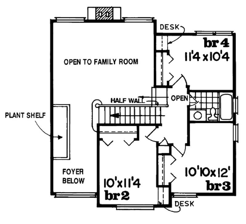 Floor Plan Second Story of Contemporary Plan #167-1243