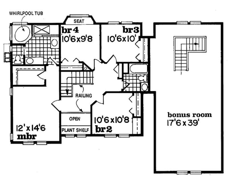 Floor Plan Second Story of Country Plan #167-1246