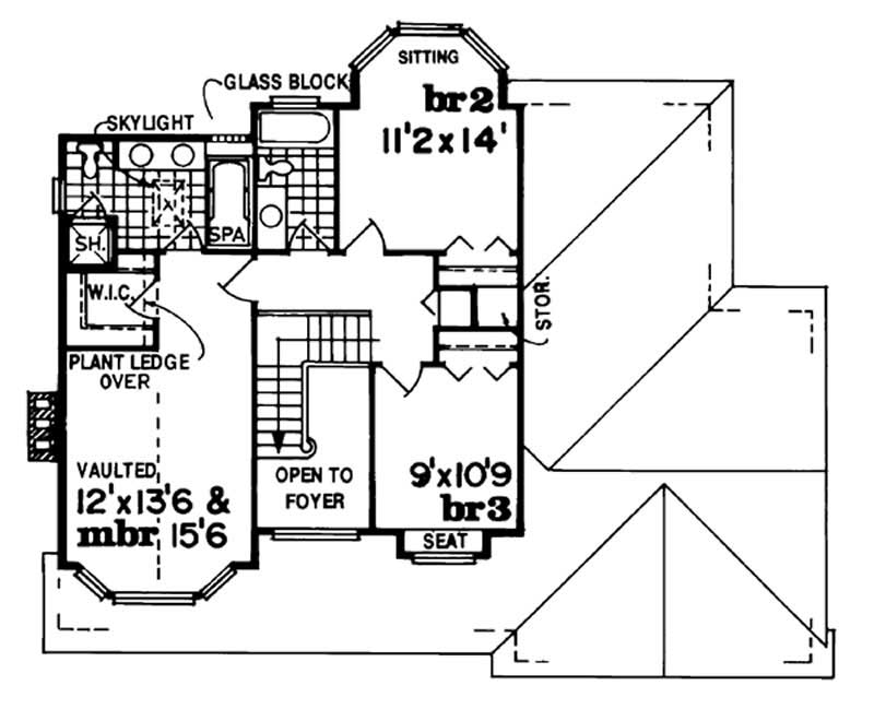 Floor Plan Second Story of Country Plan #167-1247