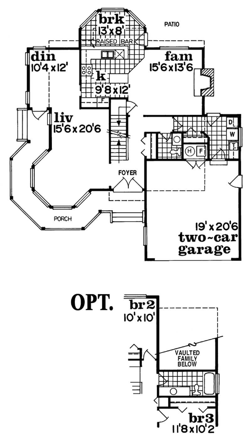 Floor Plan First Story of Country Plan #167-1248