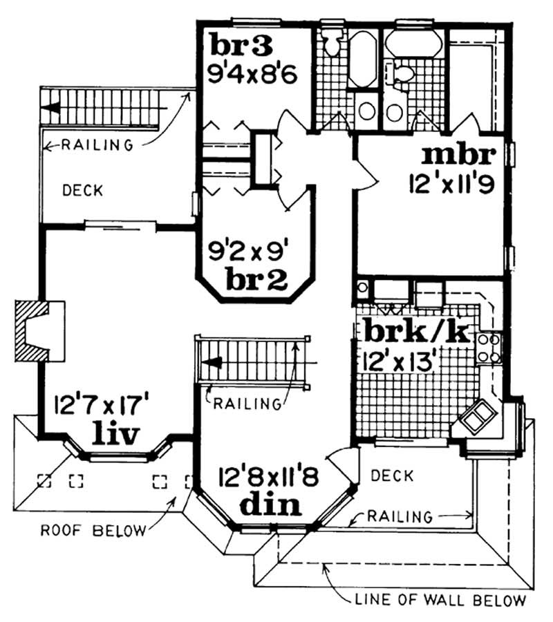 Floor Plan Second Story of Contemporary Plan #167-1251