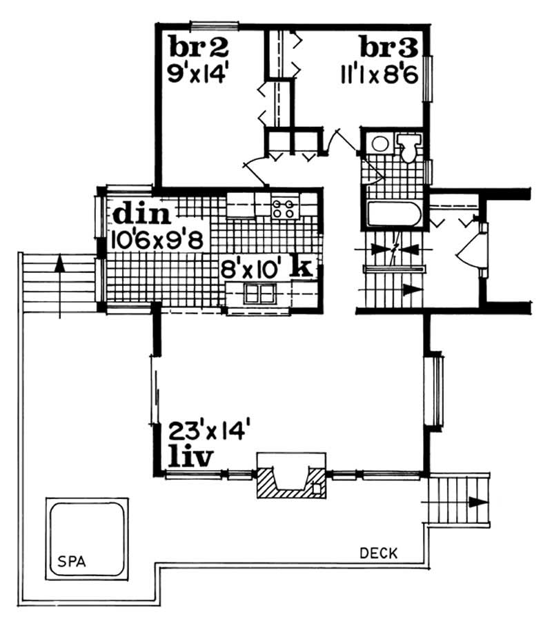 Floor Plan First Story of Log Cabin Plan #167-1252