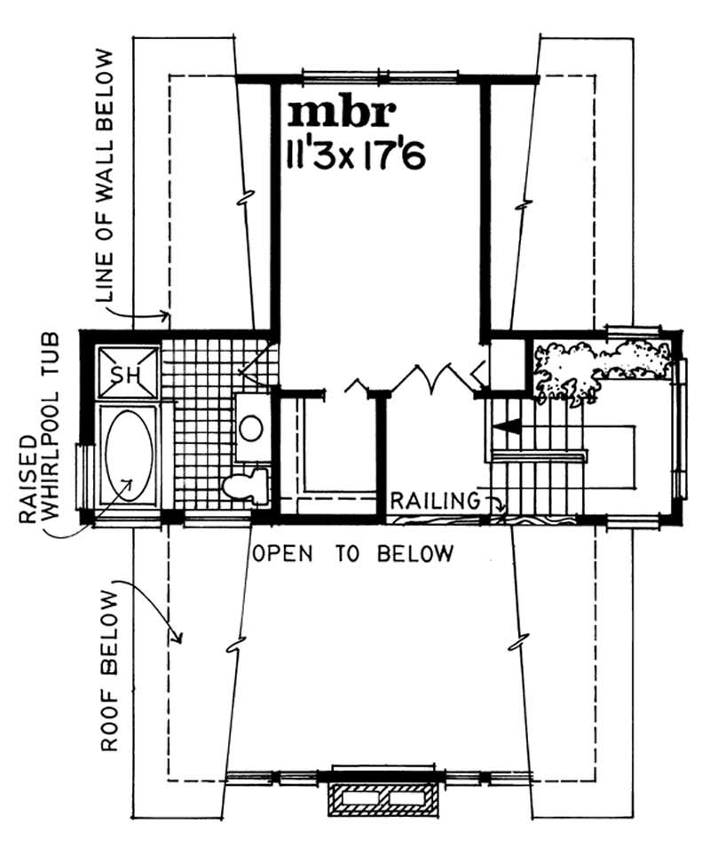 Floor Plan Second Story of Log Cabin Plan #167-1252
