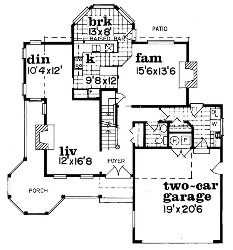 Floor Plan First Story of Country Plan #167-1256