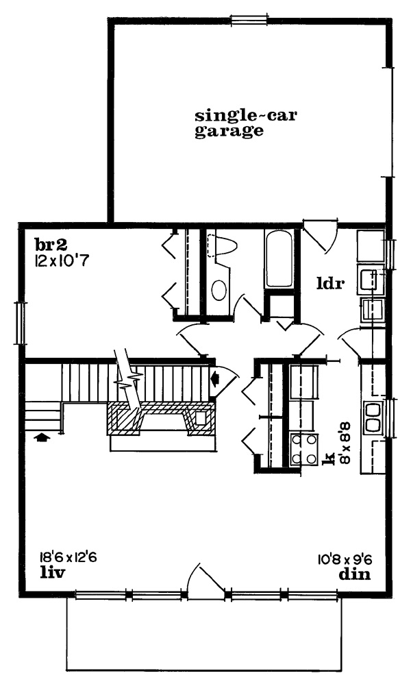 Floor Plan First Story of Log Cabin Plan #167-1258