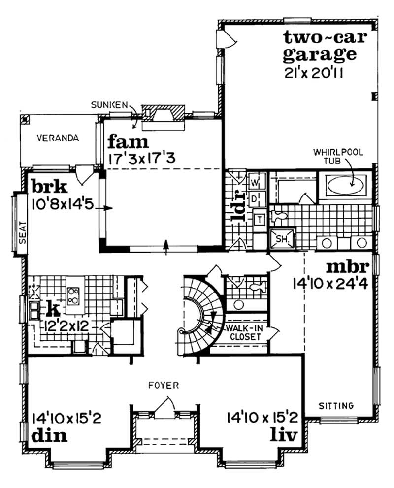Floor Plan First Story of European Plan #167-1259