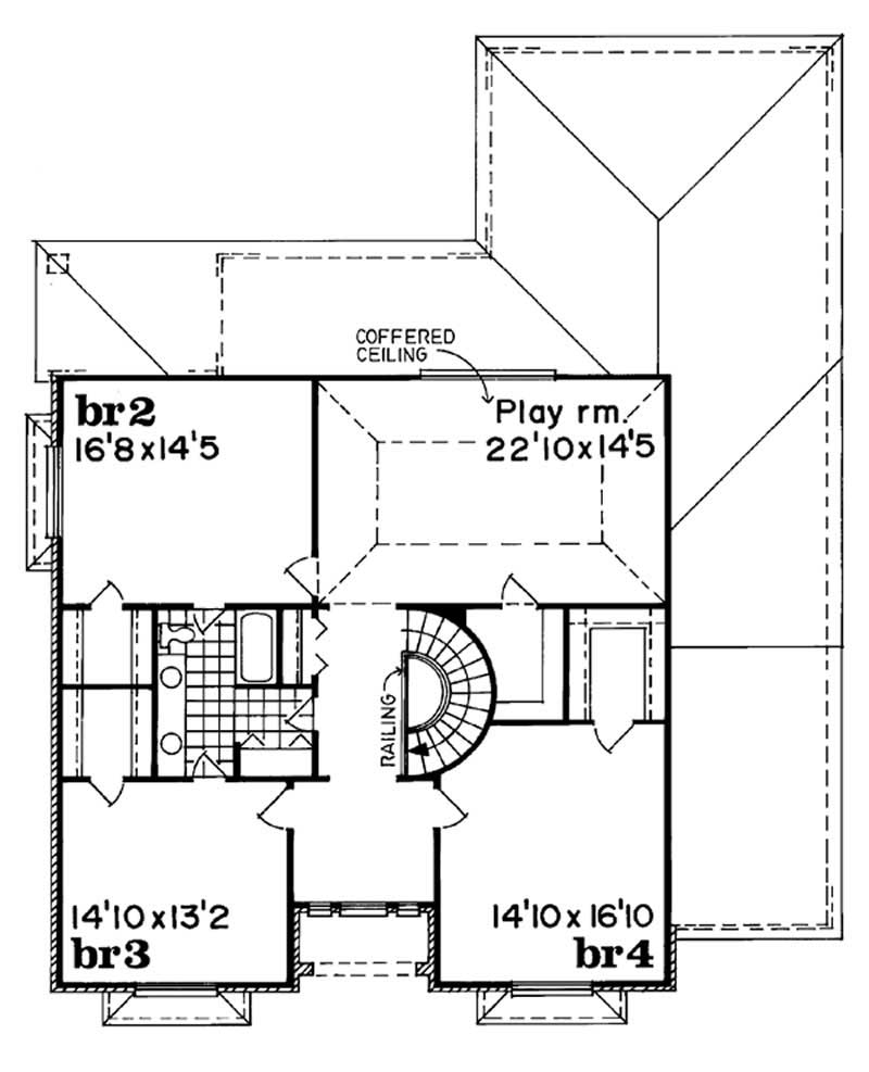 Floor Plan Second Story of European Plan #167-1259