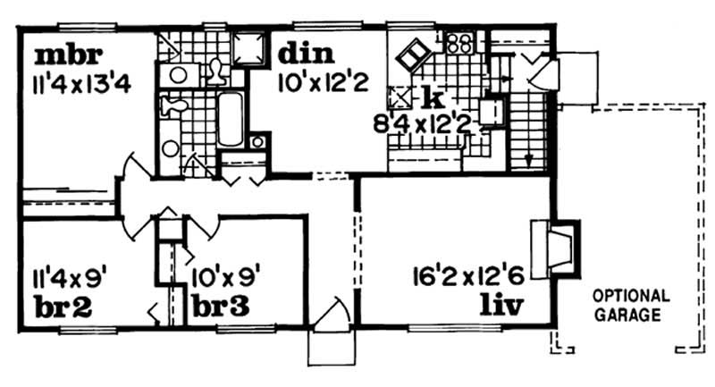 Floor Plan First Story of Ranch Plan #167-1260