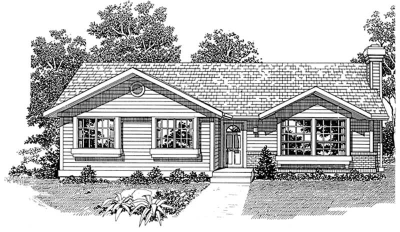 Front View of this 3-Bedroom, 1197 Sq Ft Plan - 167-1261