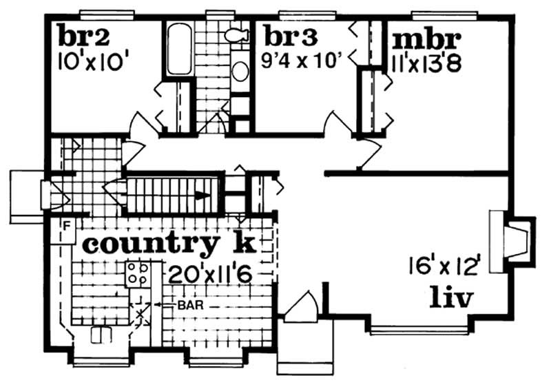Floor Plan First Story of Ranch Plan #167-1261