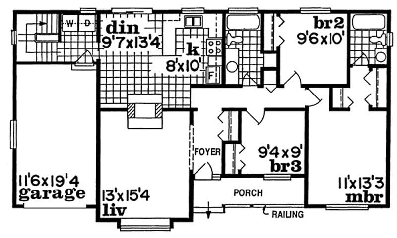 Floor Plan First Story of Country Plan #167-1262