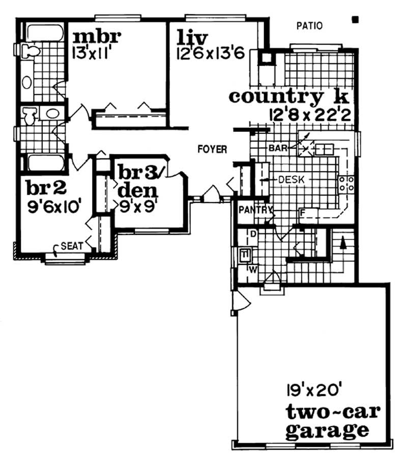 Floor Plan First Story of Ranch Plan #167-1264
