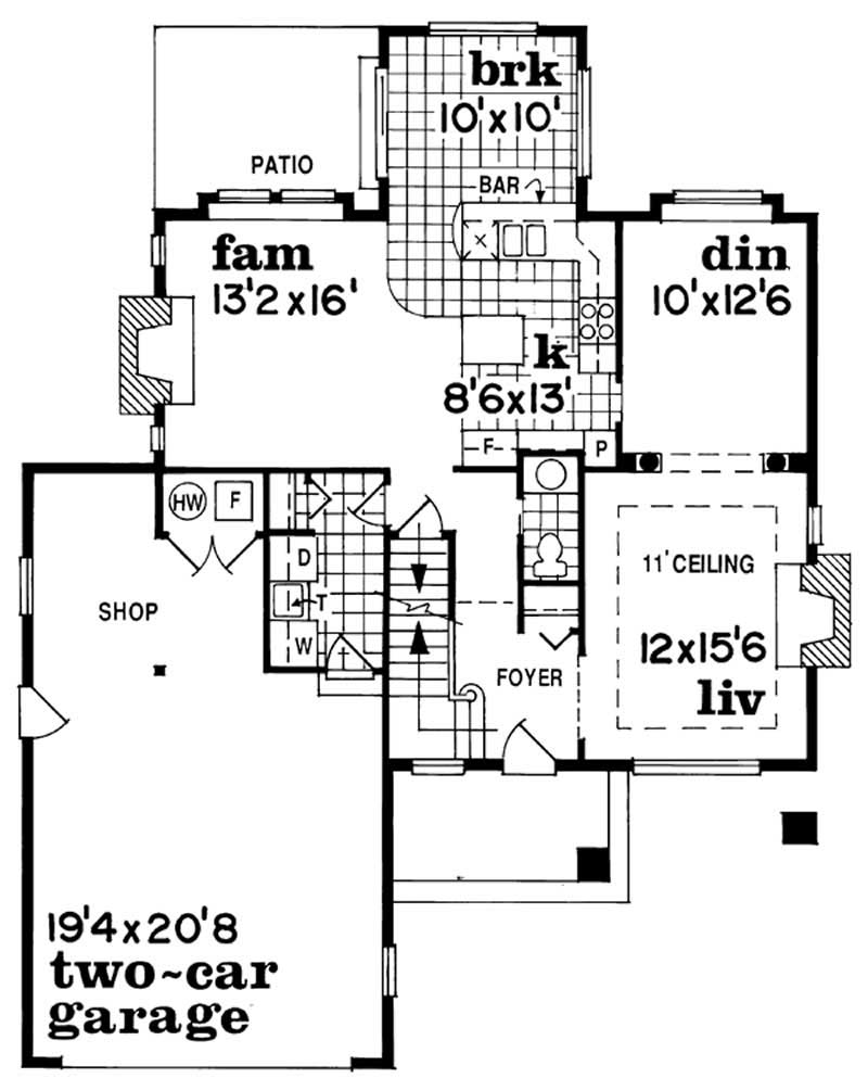 Floor Plan First Story of European Plan #167-1265