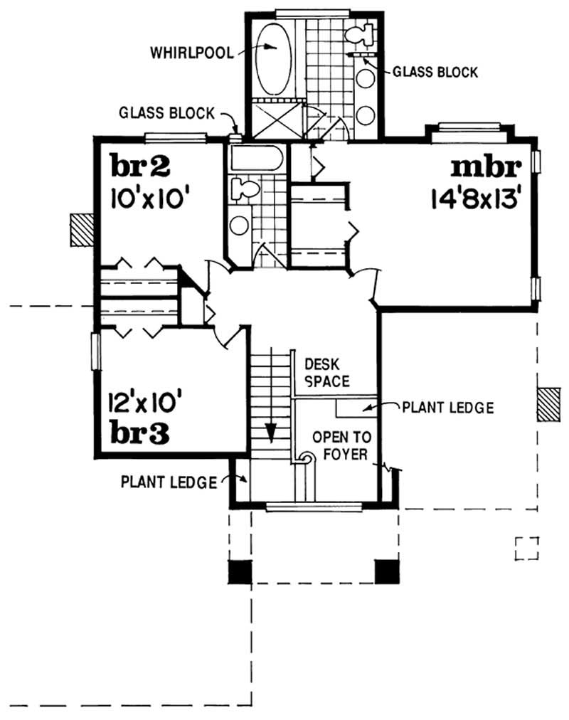 Floor Plan Second Story of European Plan #167-1265