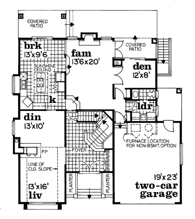 Floor Plan First Story of Prairie Plan #167-1267