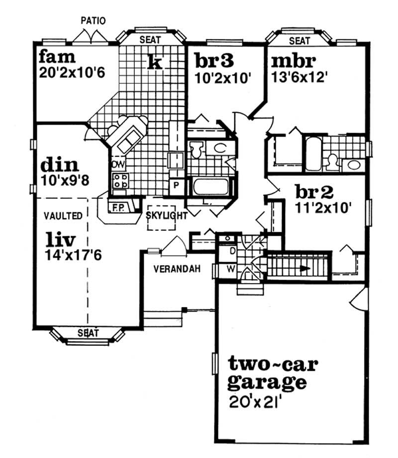 Floor Plan First Story of Ranch Plan #167-1268