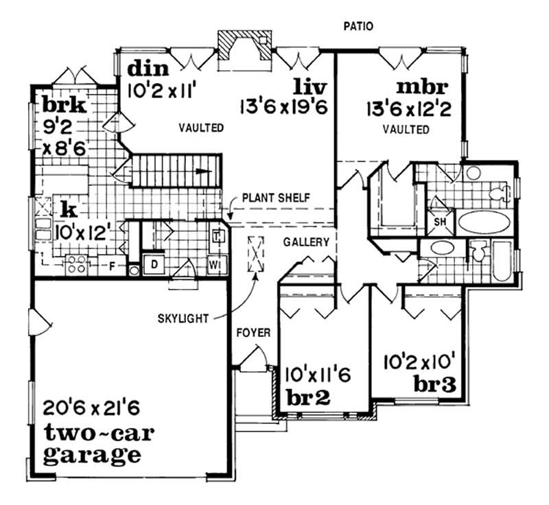 Floor Plan First Story of Ranch Plan #167-1269