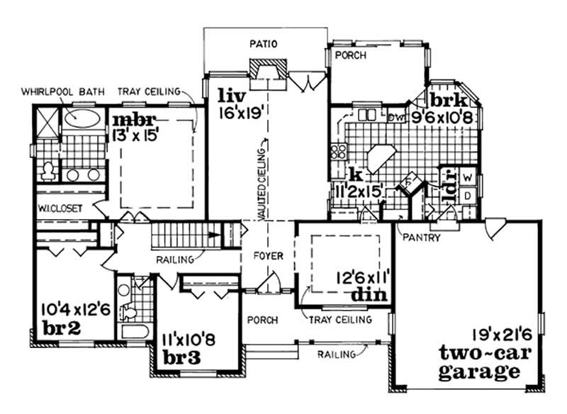 Floor Plan First Story of Country Plan #167-1271