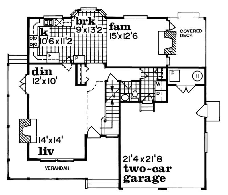 Floor Plan First Story of Country Plan #167-1274