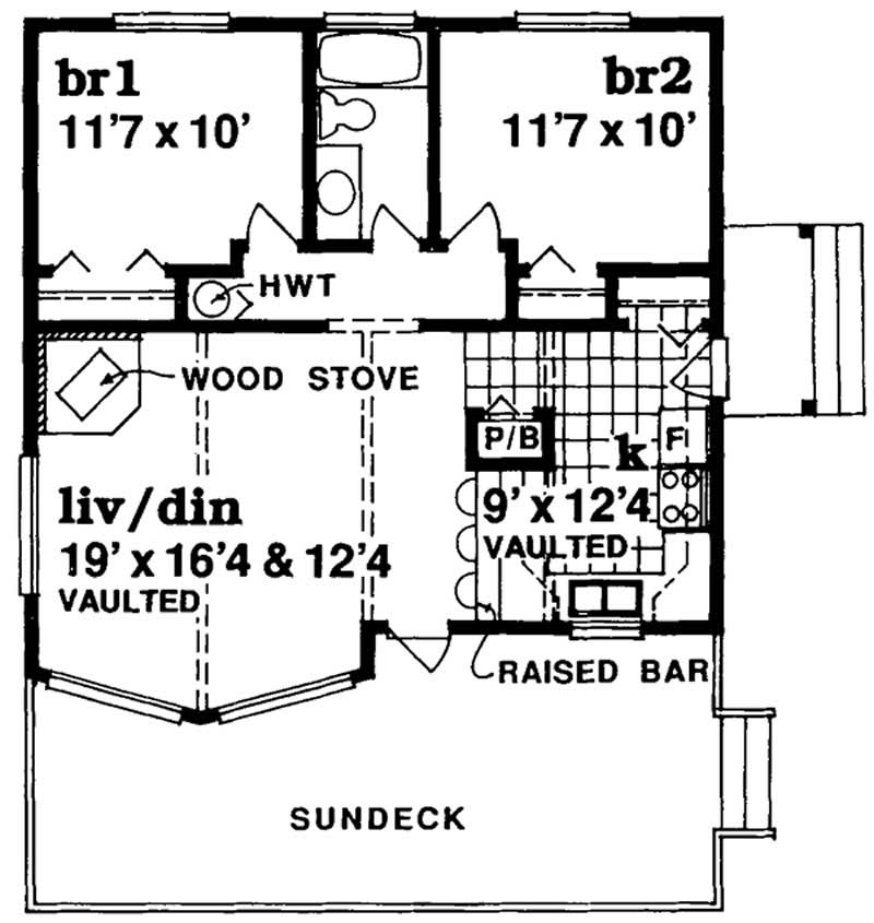 Floor Plan First Story of Log Cabin Plan #167-1277
