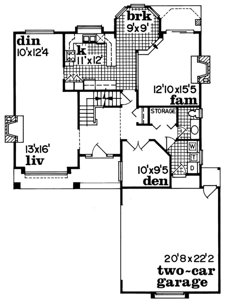Floor Plan First Story of Southwest Plan #167-1278
