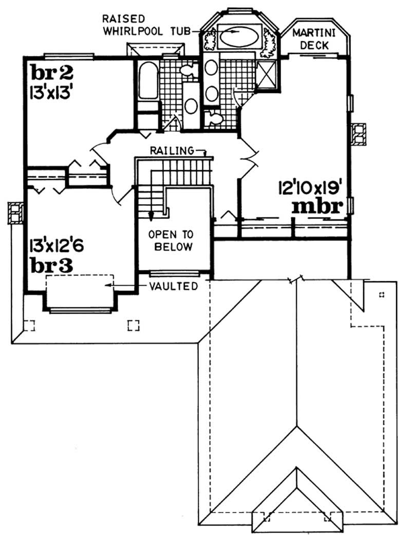 Floor Plan Second Story of Southwest Plan #167-1278