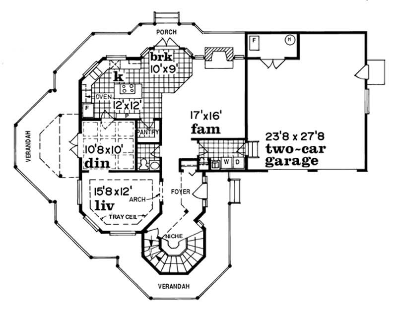 Floor Plan First Story of Country Plan #167-1279