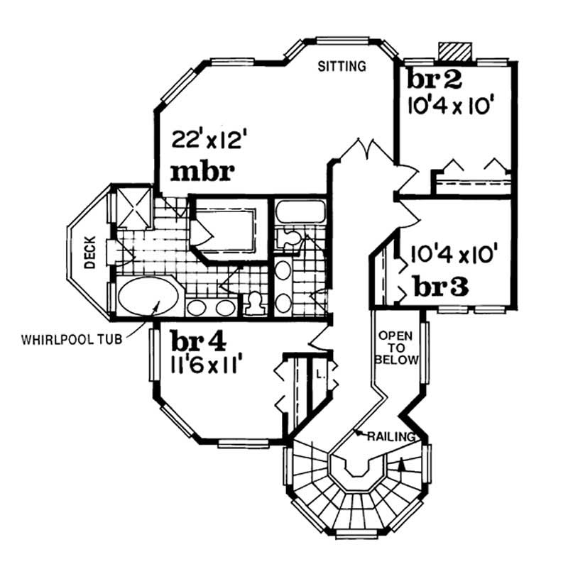 Floor Plan Second Story of Country Plan #167-1279