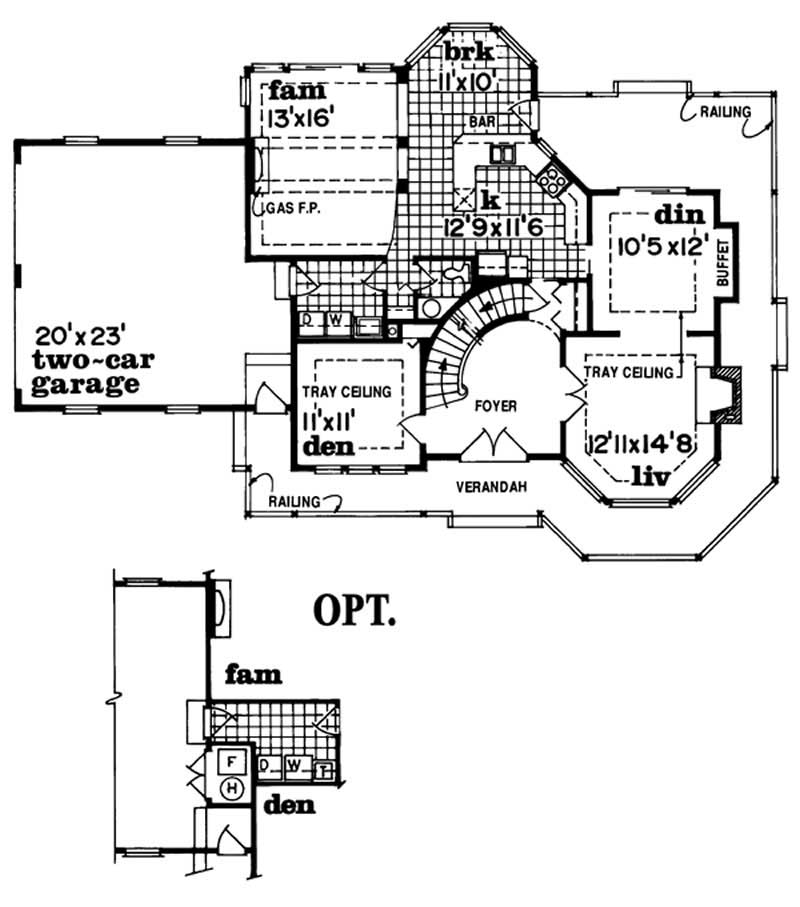 Floor Plan First Story of Country Plan #167-1281